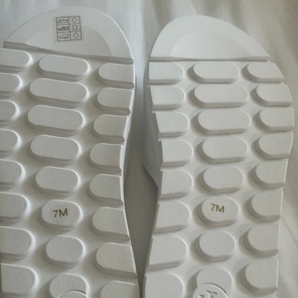 Tory Burch White Slides with Gold Accent - Picture 8 of 8